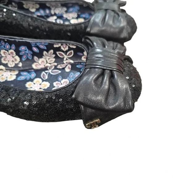 Tory Burch Sequin Divine Bow Flat Ballerina Driver Size 7‎ - Picture 4 of 9